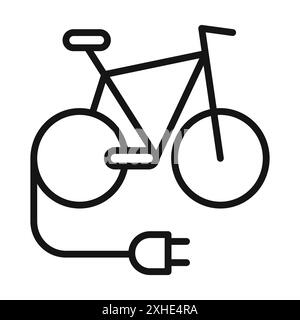 Icône de vélo électrique symbole vectoriel ou collection d'ensemble de signes dans un contour noir et blanc Illustration de Vecteur