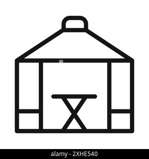 Icône de gazebo symbole vectoriel ou collection d'ensemble de signes dans un contour noir et blanc Illustration de Vecteur