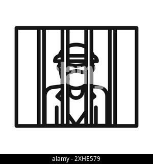 Icône de prisonnier criminel de prison symbole vectoriel ou collection d'ensemble de signes dans un contour noir et blanc Illustration de Vecteur