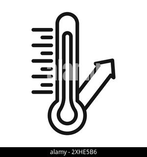 Thermomètre méterologique icône de mesure symbole vectoriel ou ensemble de signes collection dans un contour noir et blanc Illustration de Vecteur