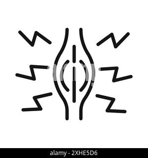 Icône de douleur musculaire symbole vectoriel ou collection d'ensemble de signes dans un contour noir et blanc Illustration de Vecteur