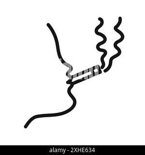 Homme fumant icône de cigarette symbole vectoriel ou collection d'ensemble de signes dans un contour noir et blanc Illustration de Vecteur