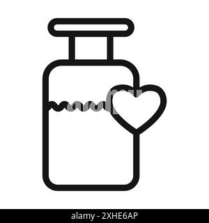 Icône d'amour Elixir symbole vecteur ou collection d'ensemble de signe dans un contour noir et blanc Illustration de Vecteur