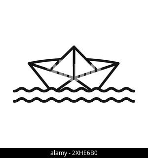 Icône de bateau en papier symbole vectoriel ou collection d'ensemble de signe dans un contour noir et blanc Illustration de Vecteur