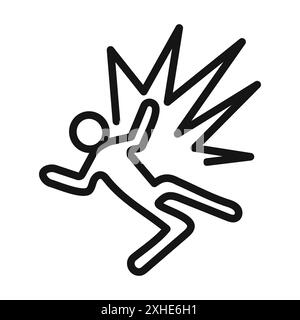 Man Fall Down Icon symbole vecteur ou collection d'ensemble de signes dans un contour noir et blanc Illustration de Vecteur