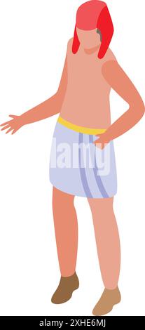 L'homme égyptien antique portant des vêtements traditionnels fait des gestes avec la main tout en se tenant debout Illustration de Vecteur