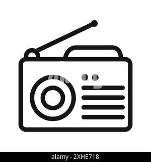 Icône de radio symbole vectoriel ou ensemble de signes collection dans un contour noir et blanc Illustration de Vecteur