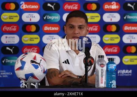 Le milieu de terrain colombien Juan Fernando Quintero lors d une séance d entraînement avant le match contre l Argentine pour la finale de Copa America USA 2024, à Florida International University FIU, Miami, le 13 juillet 2024 MIAMI ÉTATS-UNIS Copyright : xALEJANDROxPAGNIx Banque D'Images