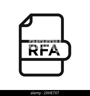 Icône de fichier RFA symbole vectoriel ou collection d'ensembles de signes dans un contour noir et blanc Illustration de Vecteur