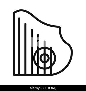 Icône Zither Vector symbole ou collection d'ensemble de signes dans un contour noir et blanc Illustration de Vecteur