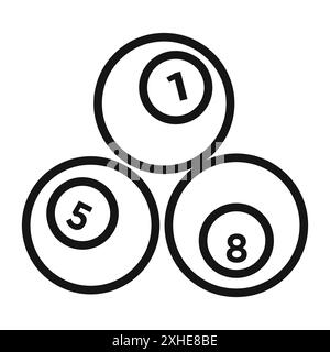 Icône de boule de billard symbole vectoriel ou collection d'ensemble de signes dans un contour noir et blanc Illustration de Vecteur