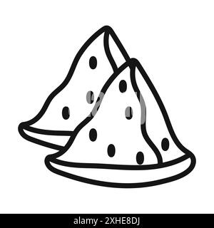 Icône Samosa symbole vectoriel ou collection d'ensemble de signes dans un contour noir et blanc Illustration de Vecteur