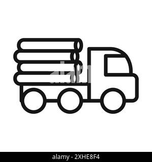 Icône de camion de bois symbole vectoriel ou collection d'ensemble de signes dans un contour noir et blanc Illustration de Vecteur