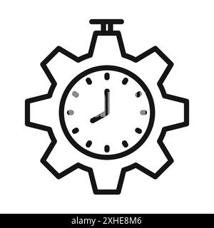 Icône de gestion du temps symbole vectoriel ou ensemble de signes collection dans un contour noir et blanc Illustration de Vecteur