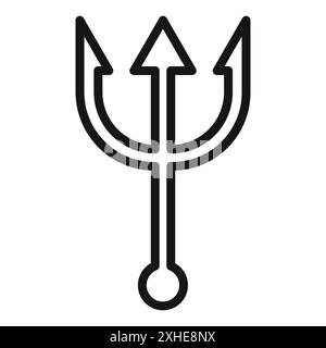 trident et poséidon icône symbole vecteur ou collection de signes ensemble dans un contour noir et blanc Illustration de Vecteur