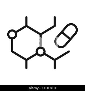 Icône d'acides aminés de vitamine symbole vectoriel ou collection d'ensemble de signes dans un contour noir et blanc Illustration de Vecteur