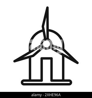 Icône de moulin à vent symbole vectoriel ou collection d'ensemble de signe dans un contour noir et blanc Illustration de Vecteur