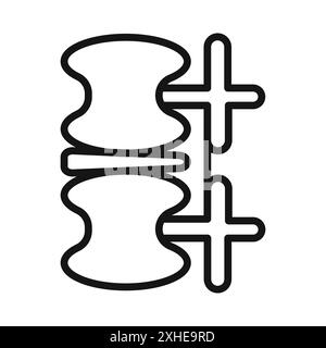 Radiculopathie icône du syndrome radiculaire symbole vecteur ou ensemble de signes collection dans un contour noir et blanc Illustration de Vecteur