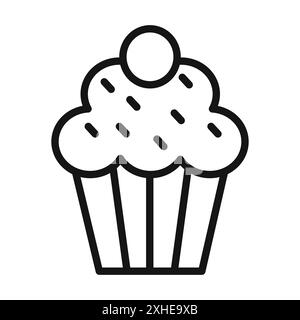 Icône muffin symbole vectoriel ou ensemble d'affiches collection dans un contour noir et blanc Illustration de Vecteur