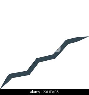 Le graphique en zigzag abstrait minimaliste gris foncé se développe vers le haut sur un fond blanc Illustration de Vecteur