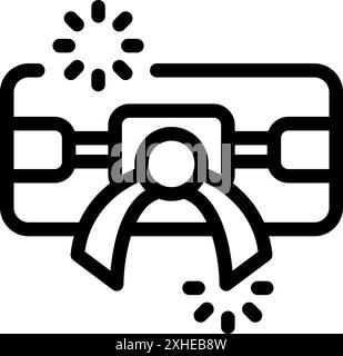 Icône de ligne d'un aimant attirant une carte-cadeau, représentant le concept d'attirer des clients Illustration de Vecteur