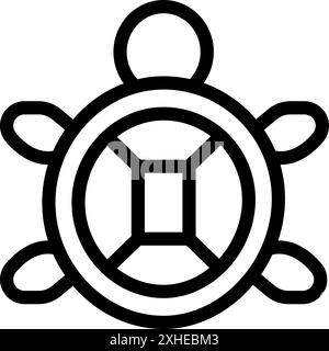 Illustration simple au trait d'une carapace de tortue, parfaite pour représenter les concepts de longévité, de résilience et de sagesse Illustration de Vecteur
