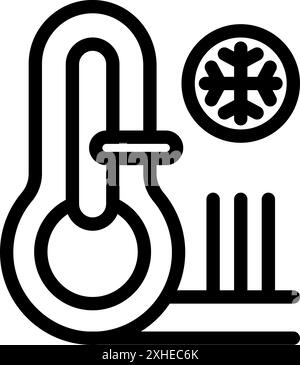 Thermomètre indiquant une température basse avec une icône de flocon de neige Illustration de Vecteur