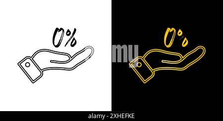 Main ouverte avec zéro pour cent. Illustration du symbole de Commission 0 %. Illustration de Vecteur