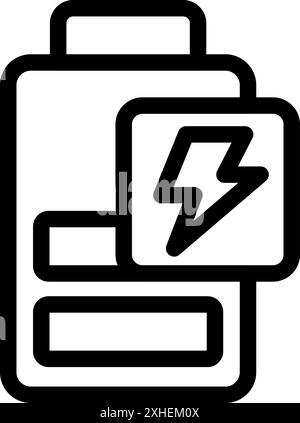 Simple icône noire et blanche d'une batterie indiquant les niveaux de puissance et d'énergie Illustration de Vecteur