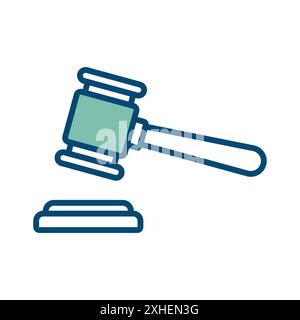 modèle de conception de vecteur d'icône de marteau de justice en fond blanc Illustration de Vecteur