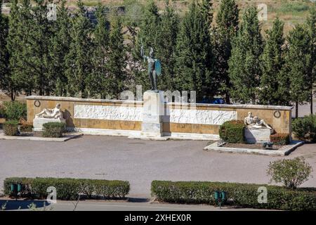 THERMOPYLES, GRÈCE - 21 SEPTEMBRE 2012 : ceci est un monument à Léonide Ier et 300 Spartiates qui ont défendu le pays dans une bataille contre les Perses. Banque D'Images