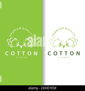 Logo de coton, conception végétale de coton doux et lisse pour les marques d'affaires avec des lignes simples et la tige Illustration de Vecteur