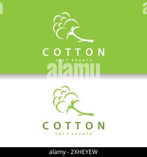 Logo de coton, conception végétale de coton doux et lisse pour les marques d'affaires avec des lignes simples et la tige Illustration de Vecteur