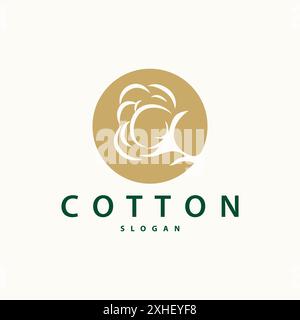 Logo de coton, conception végétale de coton doux et lisse pour les marques d'affaires avec des lignes simples et la tige Illustration de Vecteur