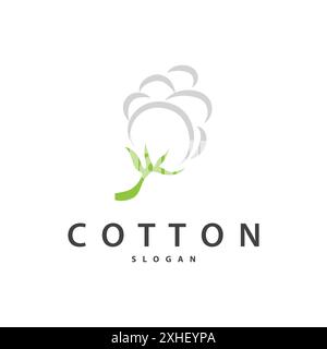 Logo de coton, conception végétale de coton doux et lisse pour les marques d'affaires avec des lignes simples et la tige Illustration de Vecteur