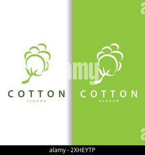 Logo de coton, conception végétale de coton doux et lisse pour les marques d'affaires avec des lignes simples et la tige Illustration de Vecteur