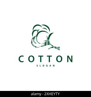 Logo de coton, conception végétale de coton doux et lisse pour les marques d'affaires avec des lignes simples et la tige Illustration de Vecteur