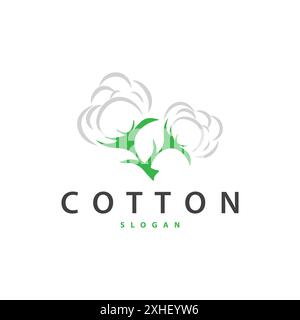 Logo de coton, conception végétale de coton doux et lisse pour les marques d'affaires avec des lignes simples et la tige Illustration de Vecteur