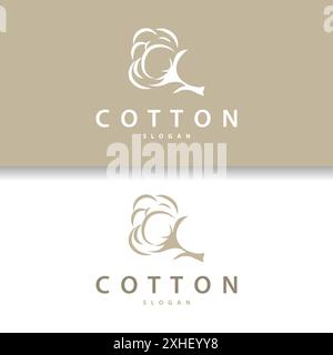 Logo de coton, conception végétale de coton doux et lisse pour les marques d'affaires avec des lignes simples et la tige Illustration de Vecteur