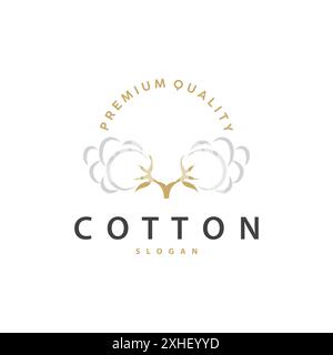 Logo de coton, conception végétale de coton doux et lisse pour les marques d'affaires avec des lignes simples et la tige Illustration de Vecteur