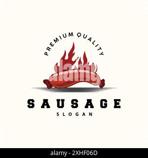 Logo de saucisse, vecteur de grill de nourriture de saucisse, inspiration de restaurant design rétro simple Illustration de Vecteur