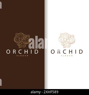 Logo Orchid simple design de fleurs luxueuses et élégantes pour la beauté spa des cosmétiques de salon Illustration de Vecteur