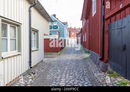 Vieille rue dans le centre de Strängnäs Banque D'Images