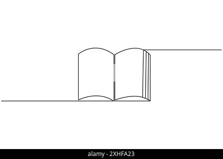 Dessin continu d'une ligne d'illustration d'art vectoriel de contour isolé de livre ouvert Illustration de Vecteur