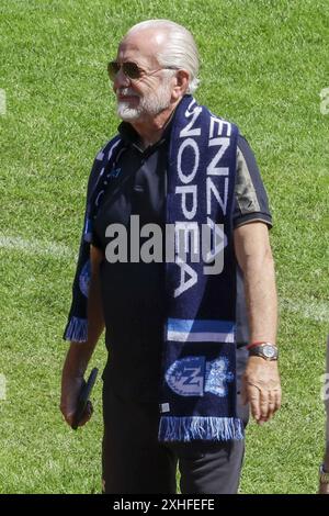 Aurelio de Laurentiis, président de SSC Napoli, lors du camp d'entraînement de pré-saison 2024-25 de SSC Napoli à val di Sole dans le Trentin, Dimaro Folgarida&#XA;&#XA; Banque D'Images