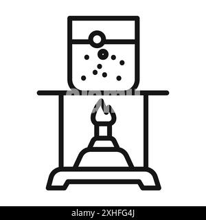 Icône de produit chimique d'ébullition du brûleur symbole vectoriel ou ensemble d'enseignes collection dans un contour noir et blanc Illustration de Vecteur