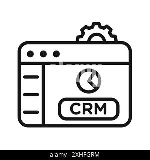 Icône crm symbole vectoriel ou collection d'ensemble de signes dans un contour noir et blanc Illustration de Vecteur