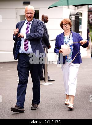 Chris Grayling arrive le quatorzième jour des Championnats de Wimbledon 2024 au All England Lawn Tennis and Croquet Club de Londres. Date de la photo : dimanche 14 juillet 2024. Banque D'Images