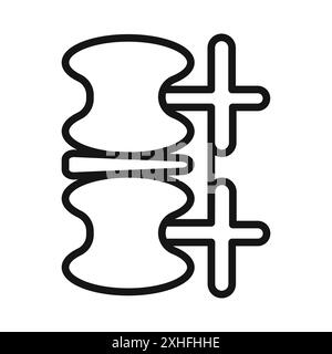 Radiculopathie icône du syndrome radiculaire symbole vecteur ou ensemble de signes collection dans un contour noir et blanc Illustration de Vecteur