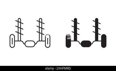 Icône de barre anti-roulis de voiture vecteur d'art de ligne noire dans le signe de collection d'ensemble de contour noir et blanc Illustration de Vecteur